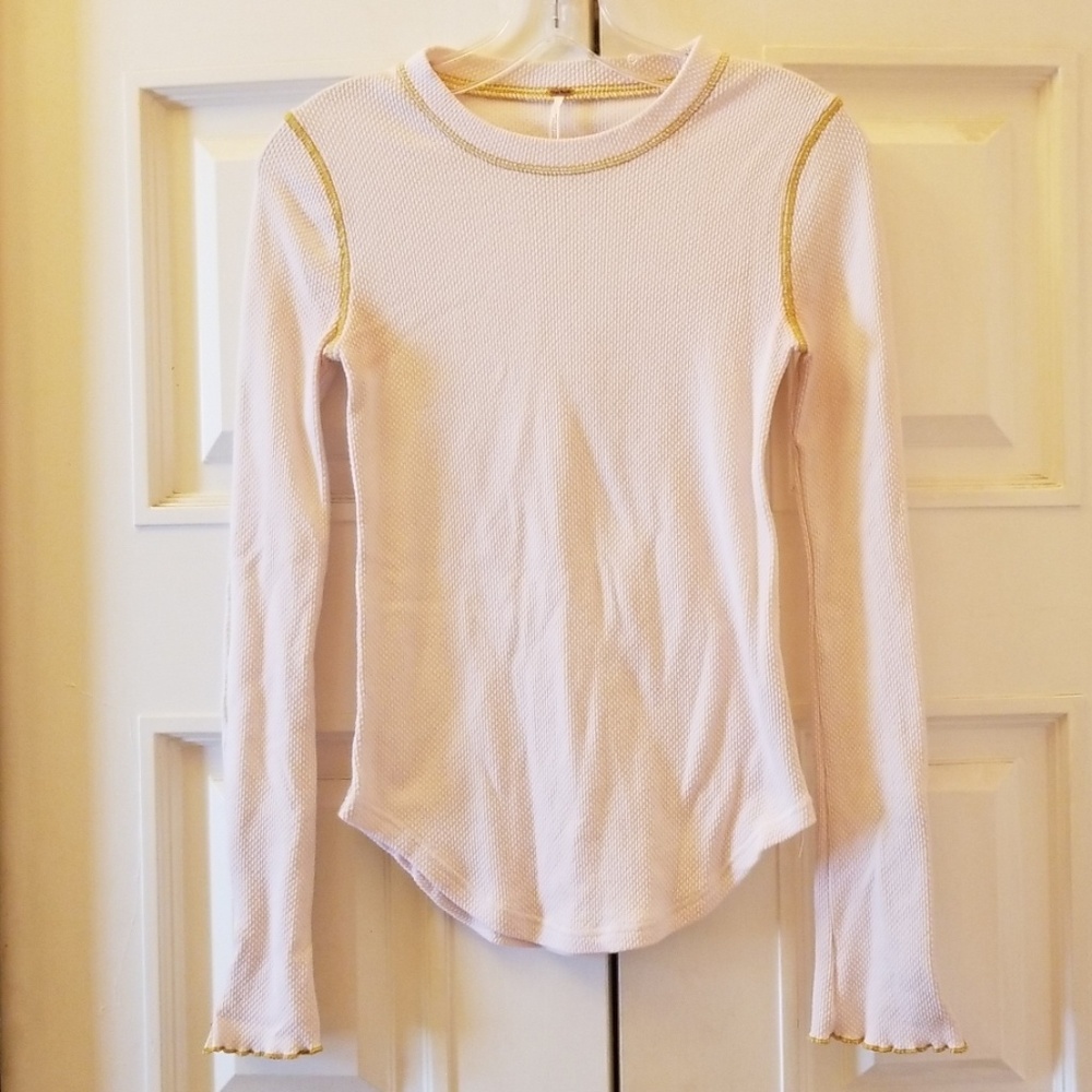 Free People Thermal Top W/Zipper Sleeves Sz S